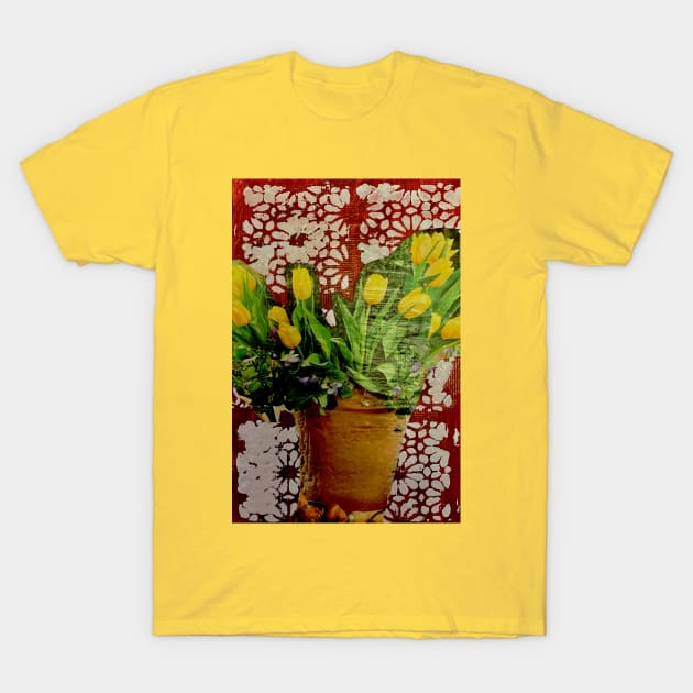 Yellow Tulips Collage T-Shirt by courtneylgraben